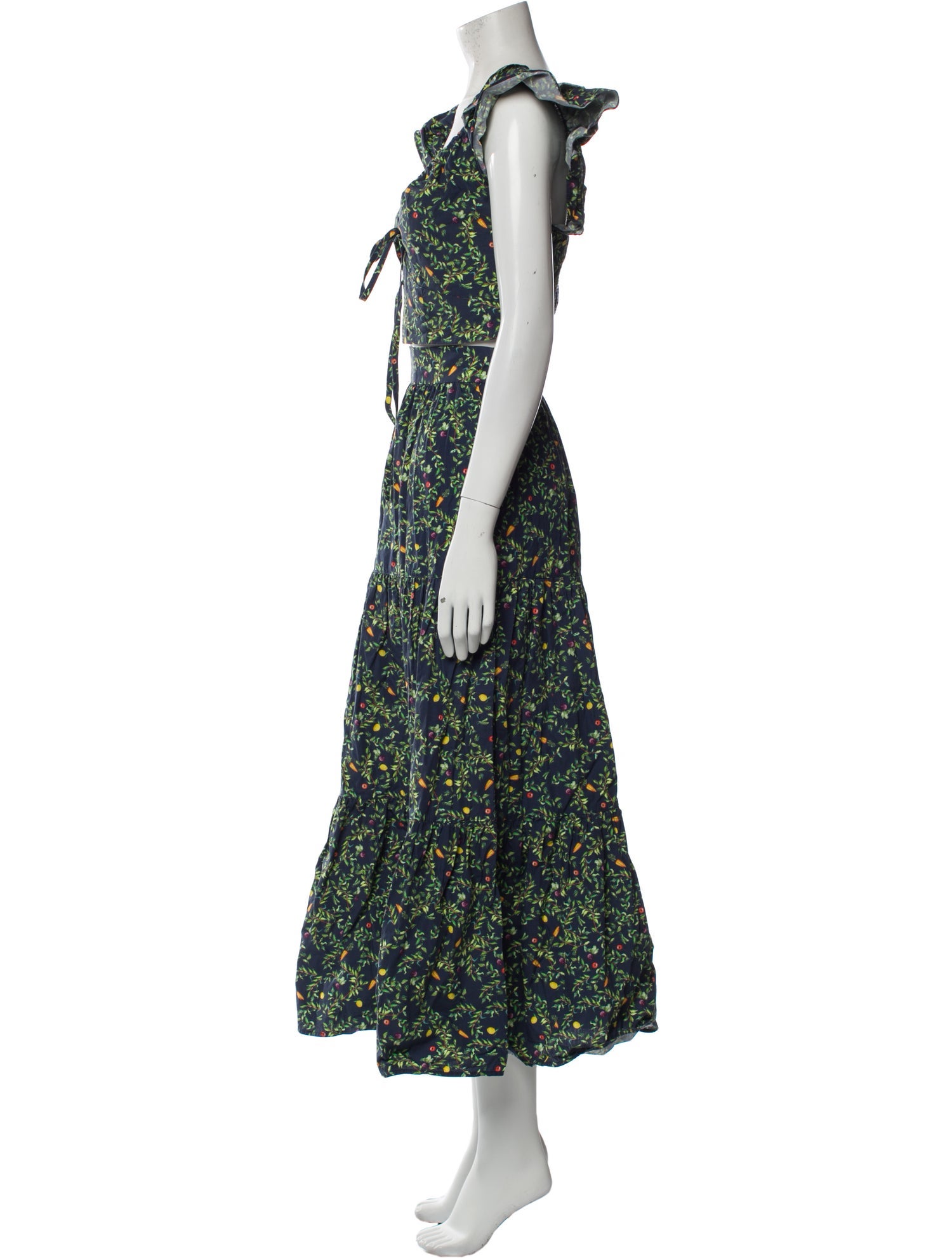 Hill House Home Printed Ruffle Embellishment Skirt Suit