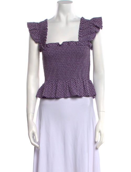 Hill House Home Printed Square Neckline Crop Top