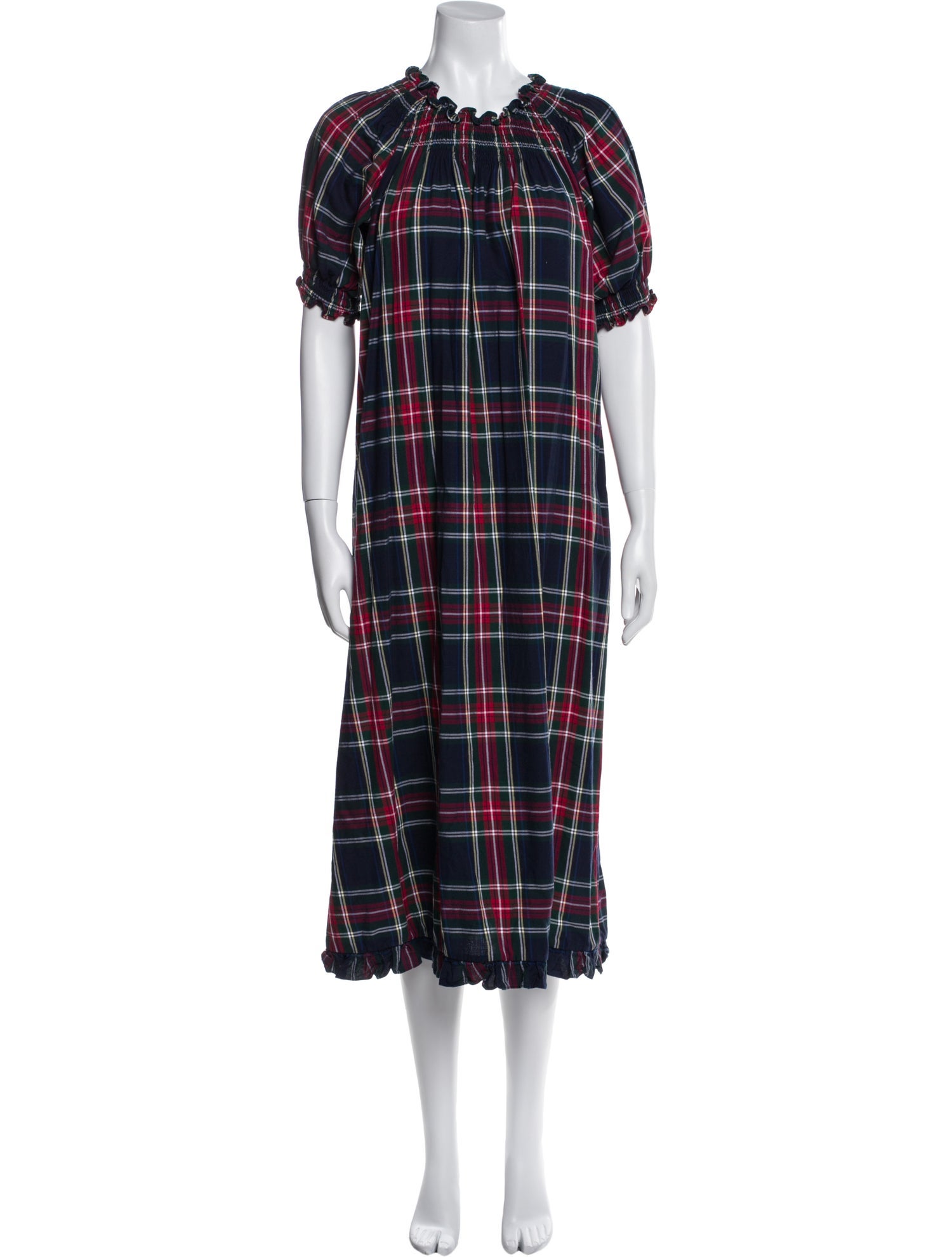 Hill House Home Plaid Print Midi Length Dress