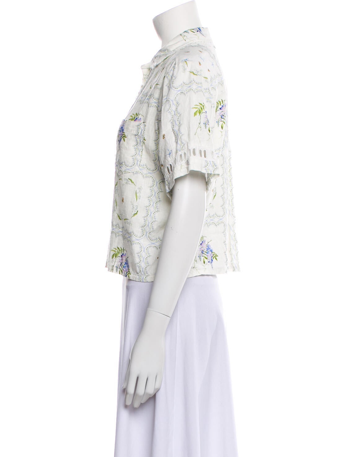 Hill House Home Floral Print Short Sleeve Button-Up Top