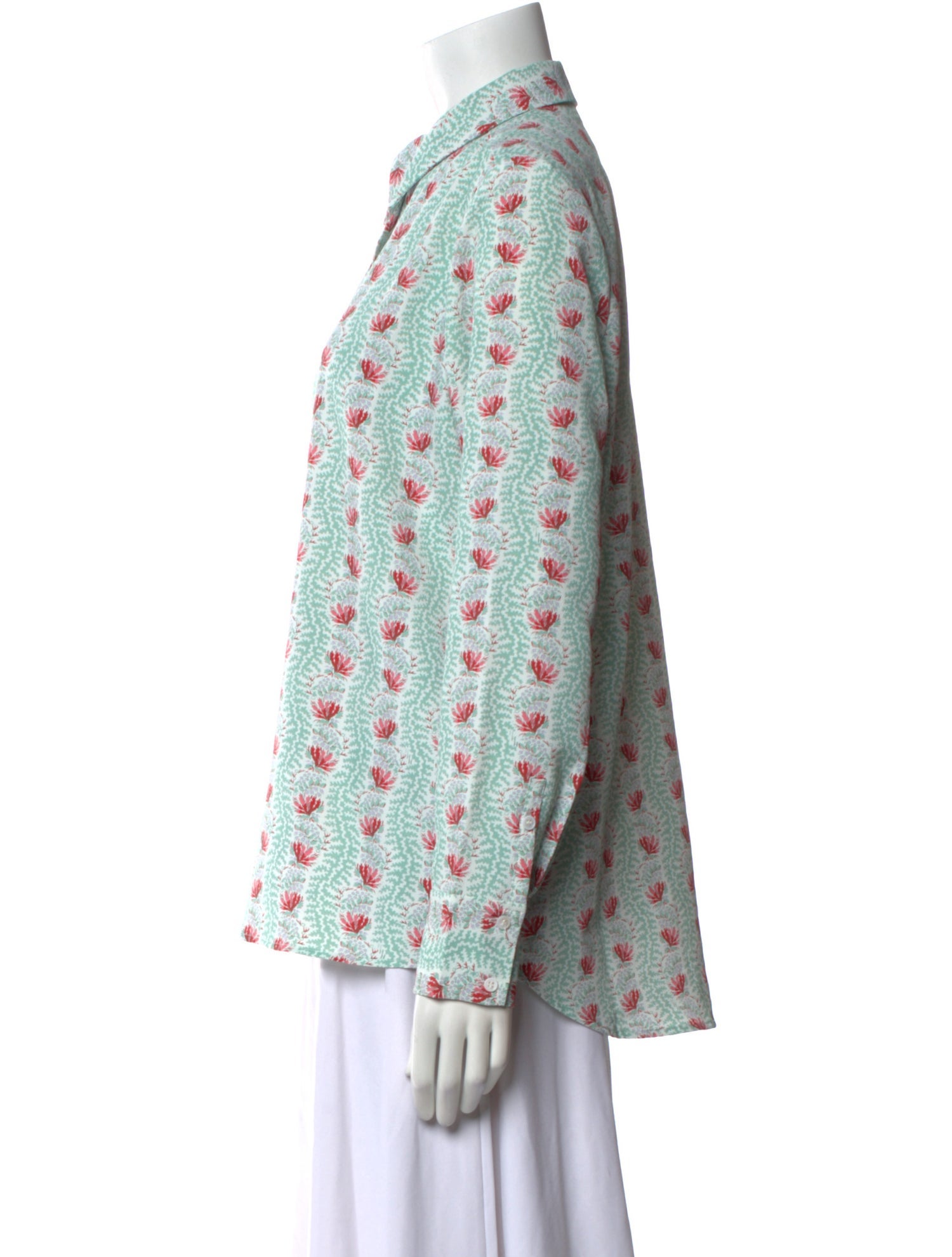 Hill House Home Printed Mock Neck Button-Up Top