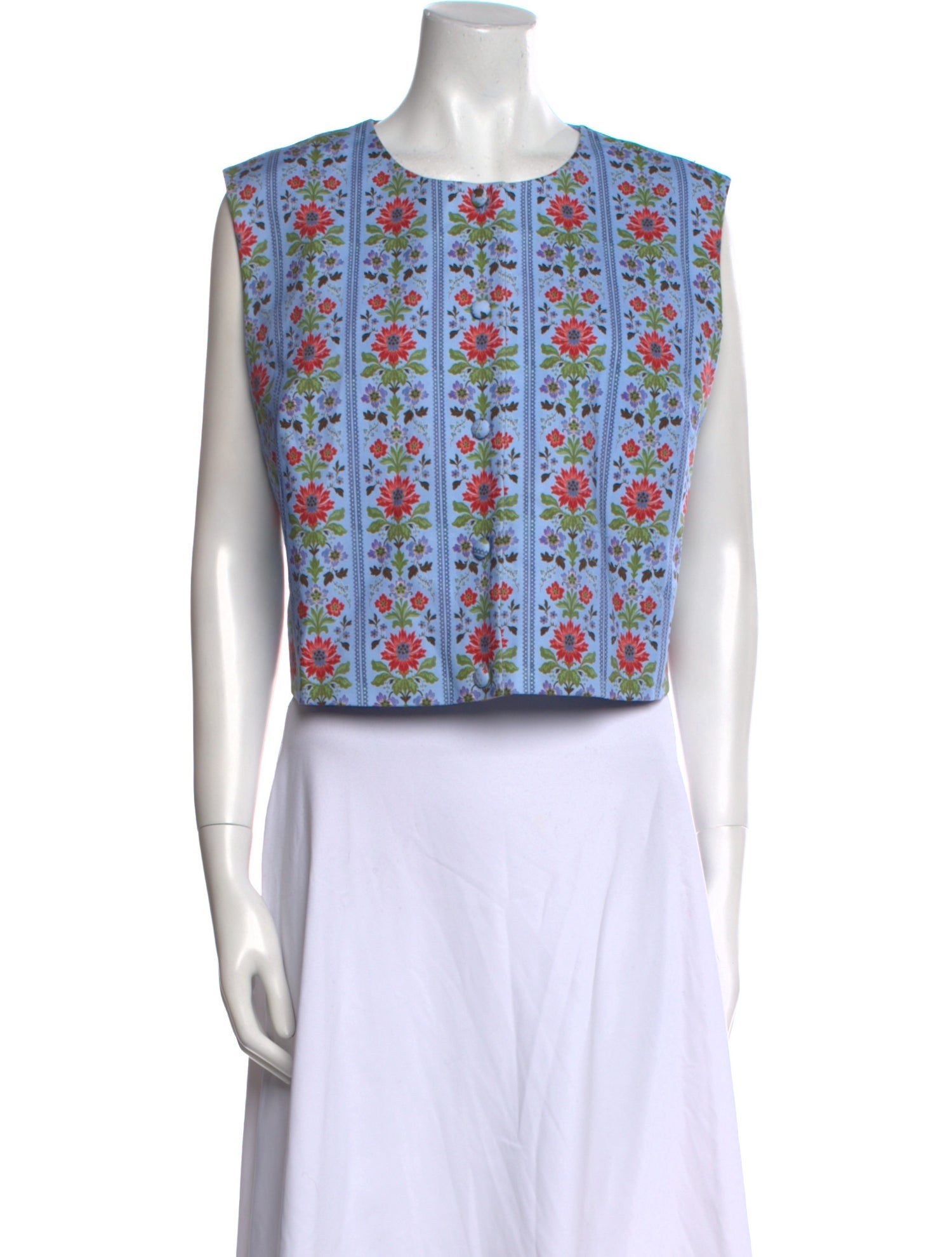 Hill House Home Floral Print Crew Neck Crop Top