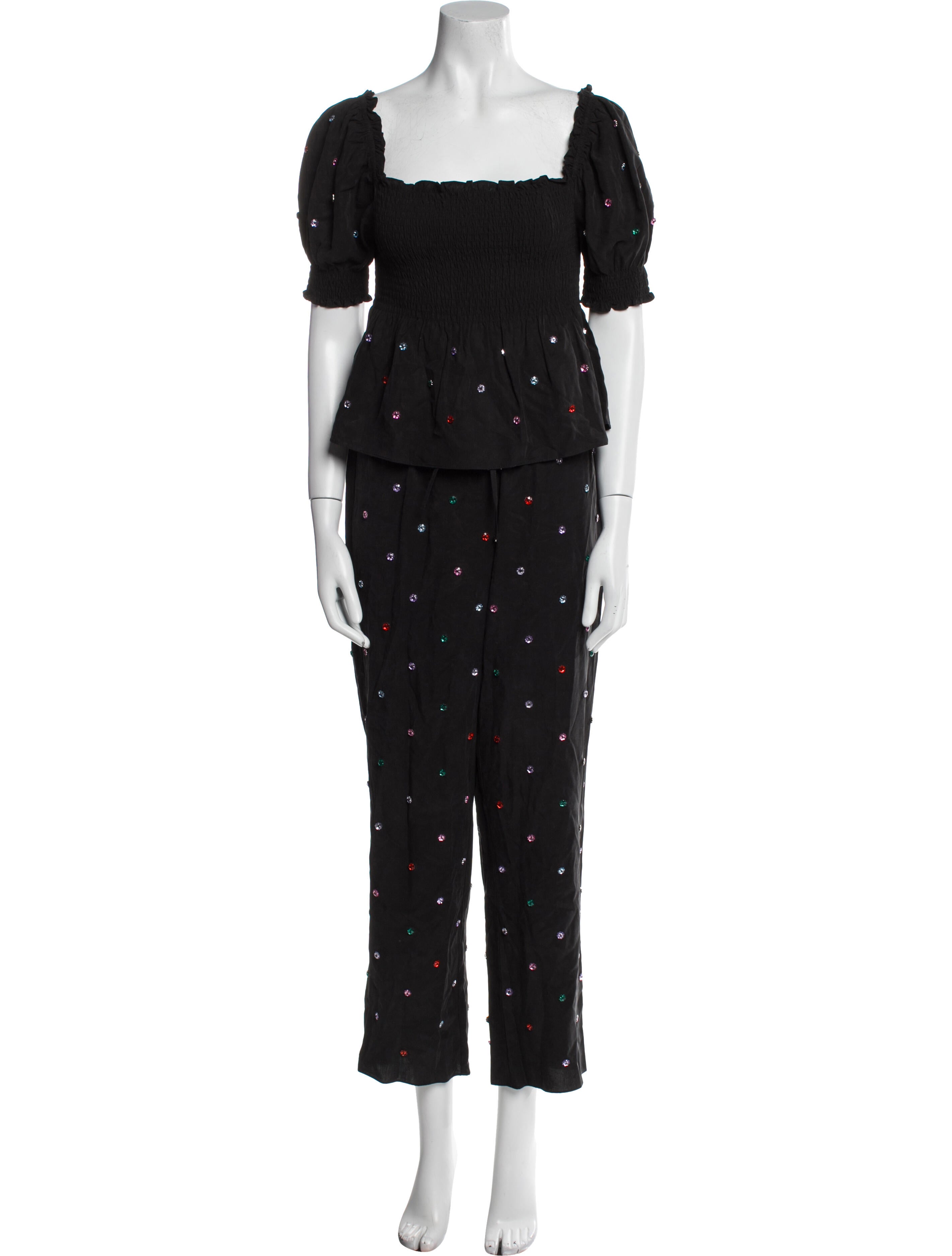 Hill House Home Polka Dot Print Crystal Embellishments Pant Set