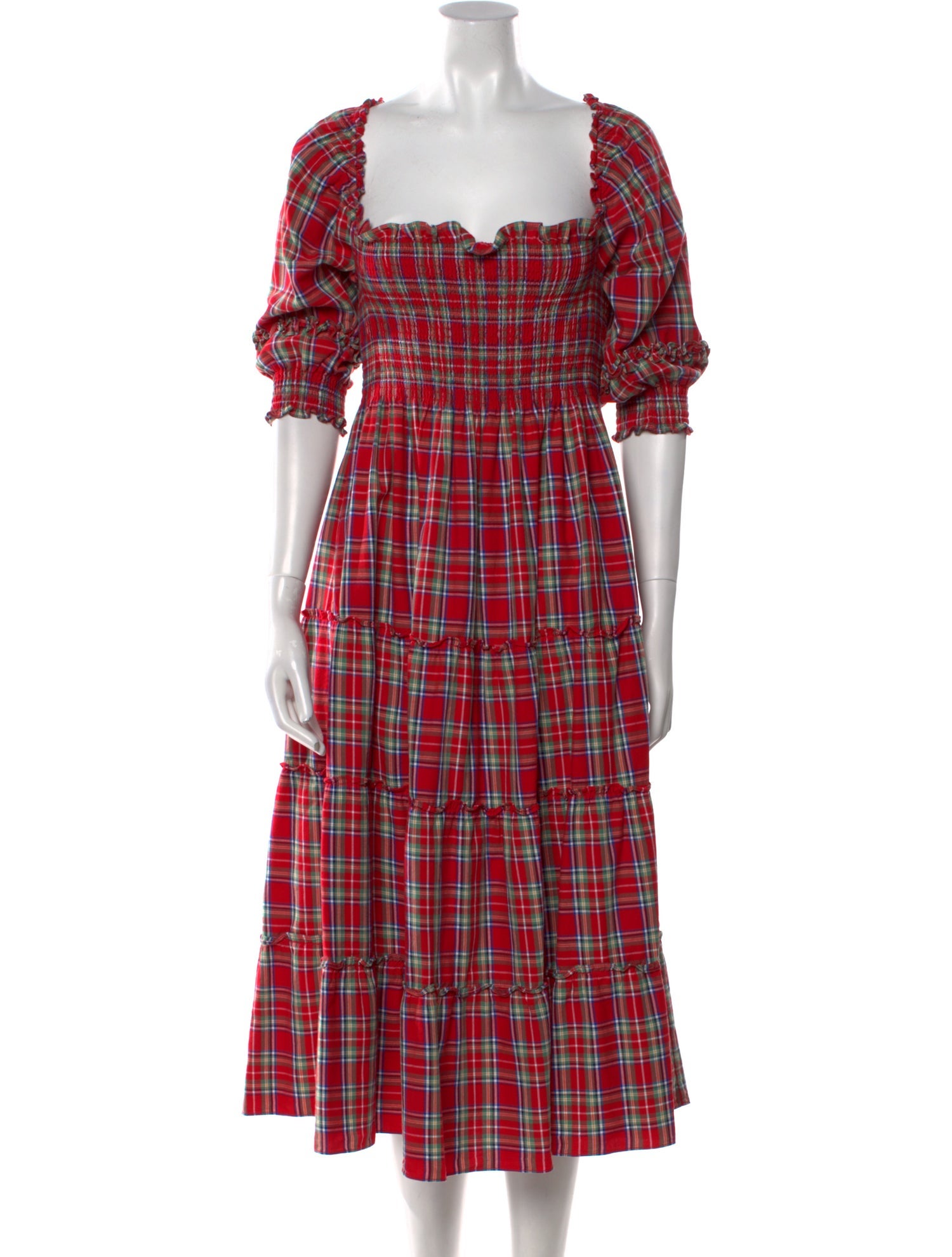 Hill House Home Plaid Print Midi Length Dress