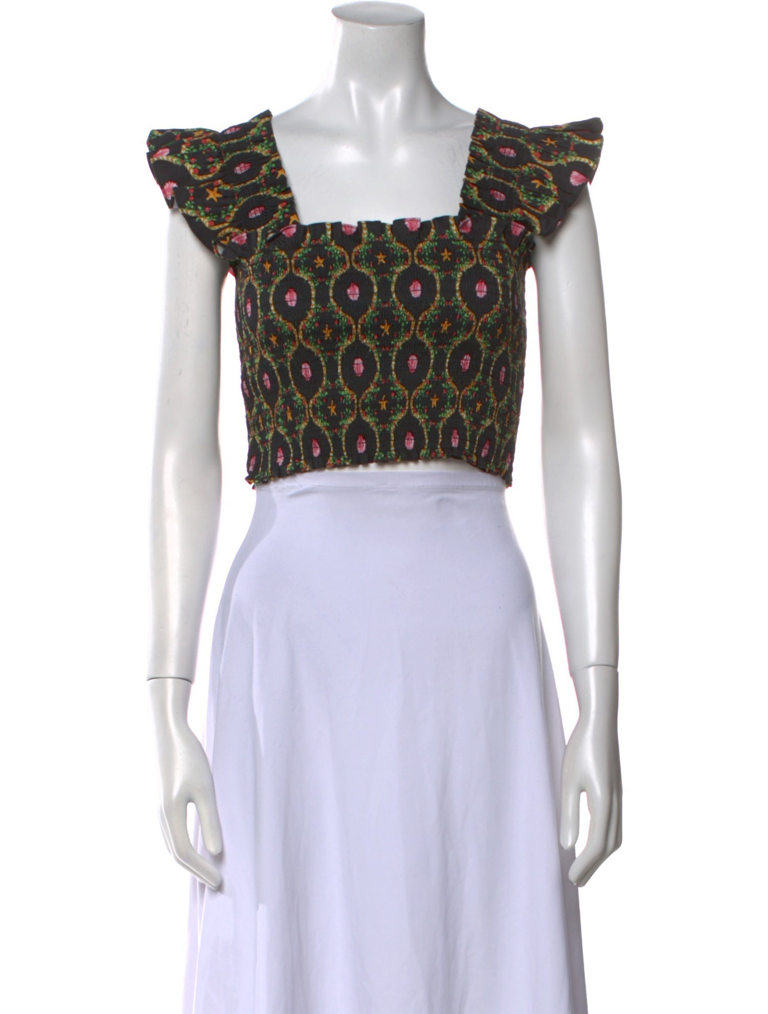 Hill House Home Printed Square Neckline Crop Top