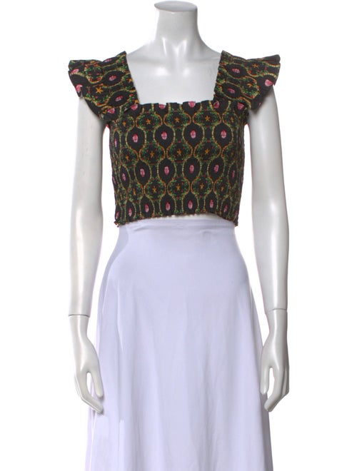 Hill House Home Printed Square Neckline Crop Top