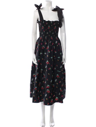 Hill House Home Floral Print Midi Length Dress