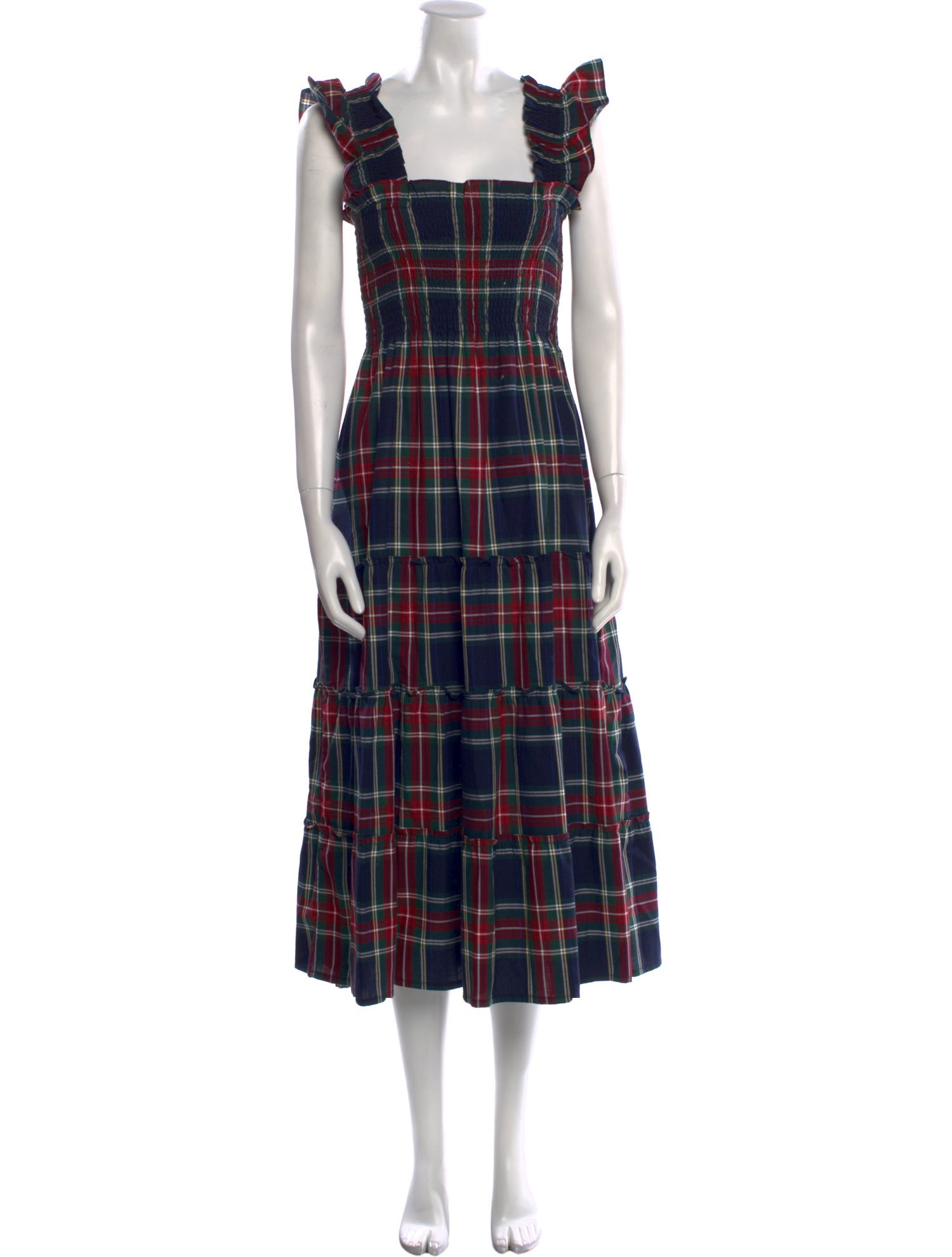 Hill House Home Plaid Print Midi Length Dress