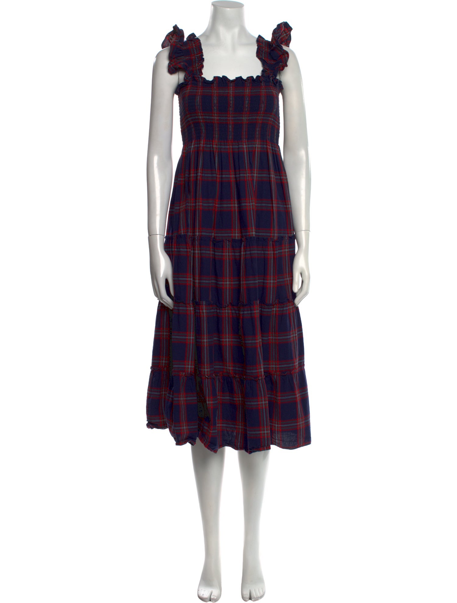 Hill House Home Plaid Print Midi Length Dress