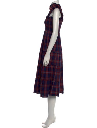 Hill House Home Plaid Print Midi Length Dress