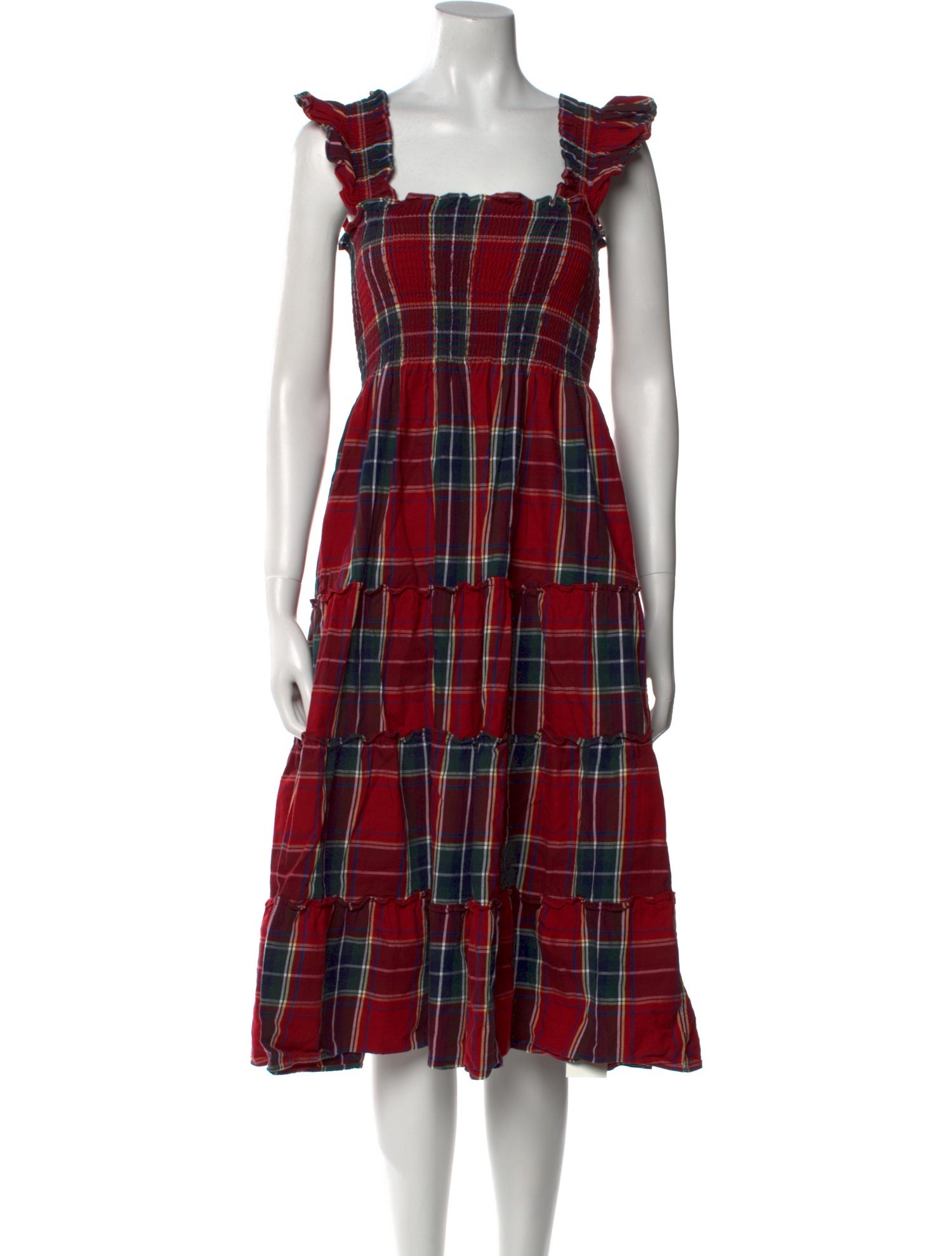 Hill House Home Plaid Print Midi Length Dress