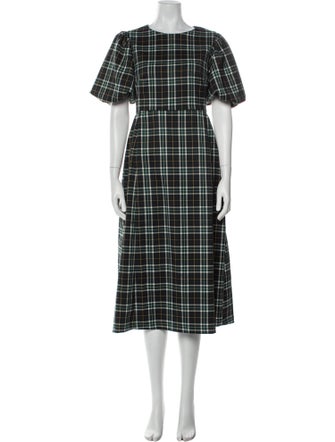 Hill House Home Plaid Print Midi Length Dress