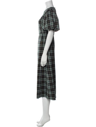 Hill House Home Plaid Print Midi Length Dress