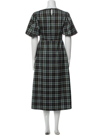 Hill House Home Plaid Print Midi Length Dress