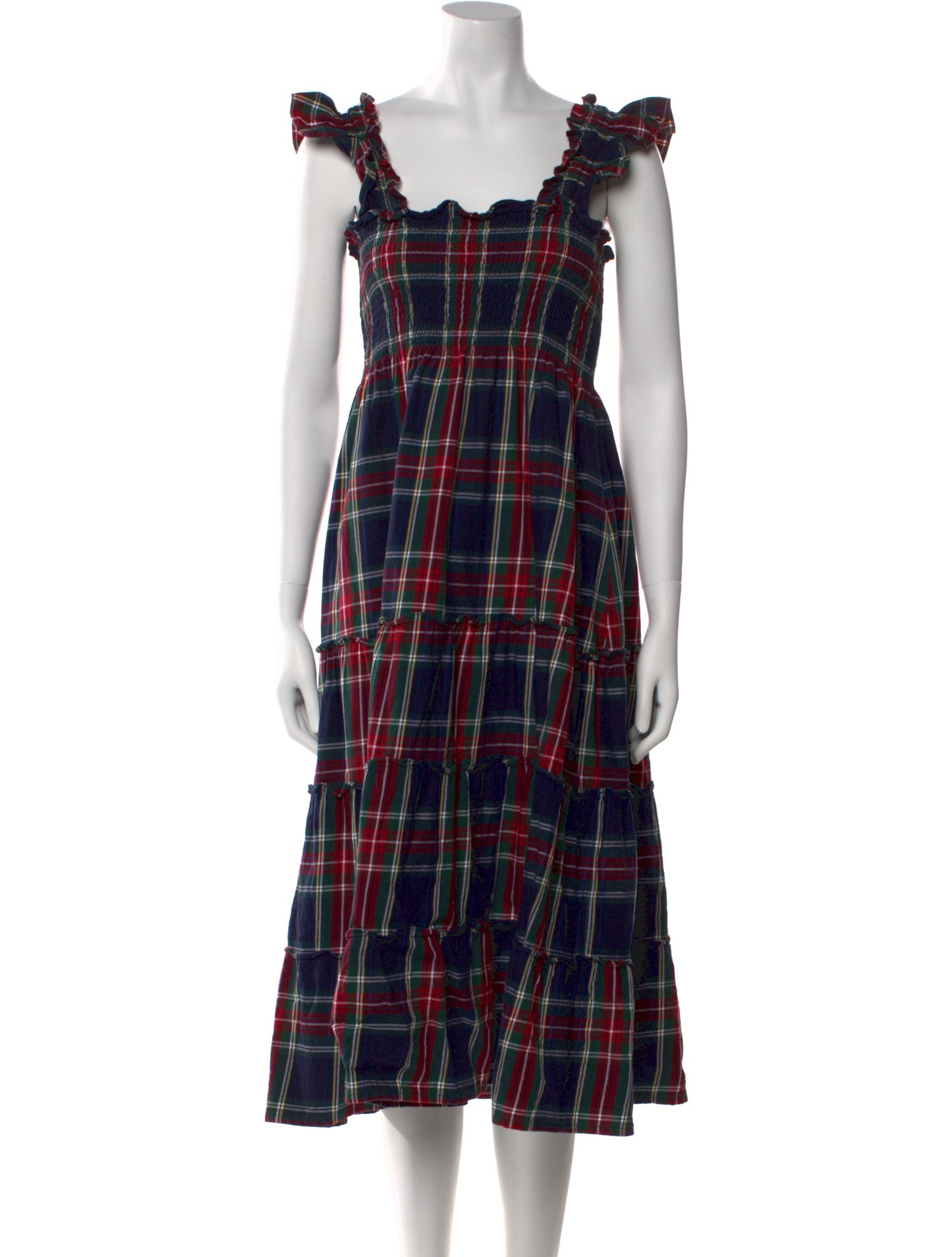 Hill House Home Plaid Print Midi Length Dress