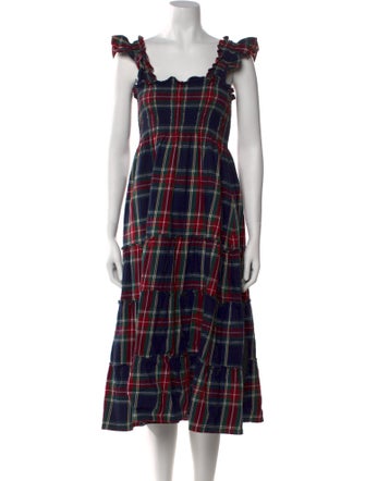 Hill House Home Plaid Print Midi Length Dress