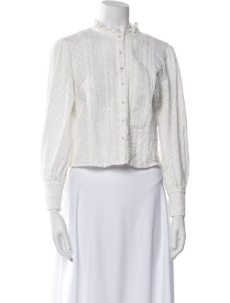 Hill House Home Lace Pattern Mock Neck Crop Top