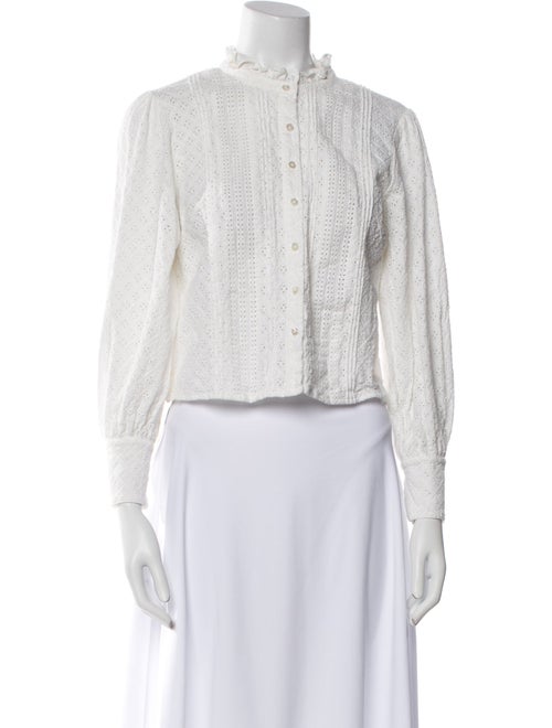 Hill House Home Lace Pattern Mock Neck Crop Top