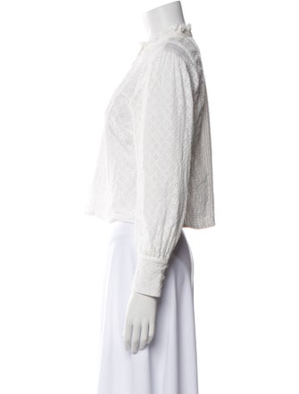 Hill House Home Lace Pattern Mock Neck Crop Top