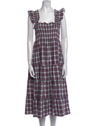 Hill House Home Plaid Print Midi Length Dress