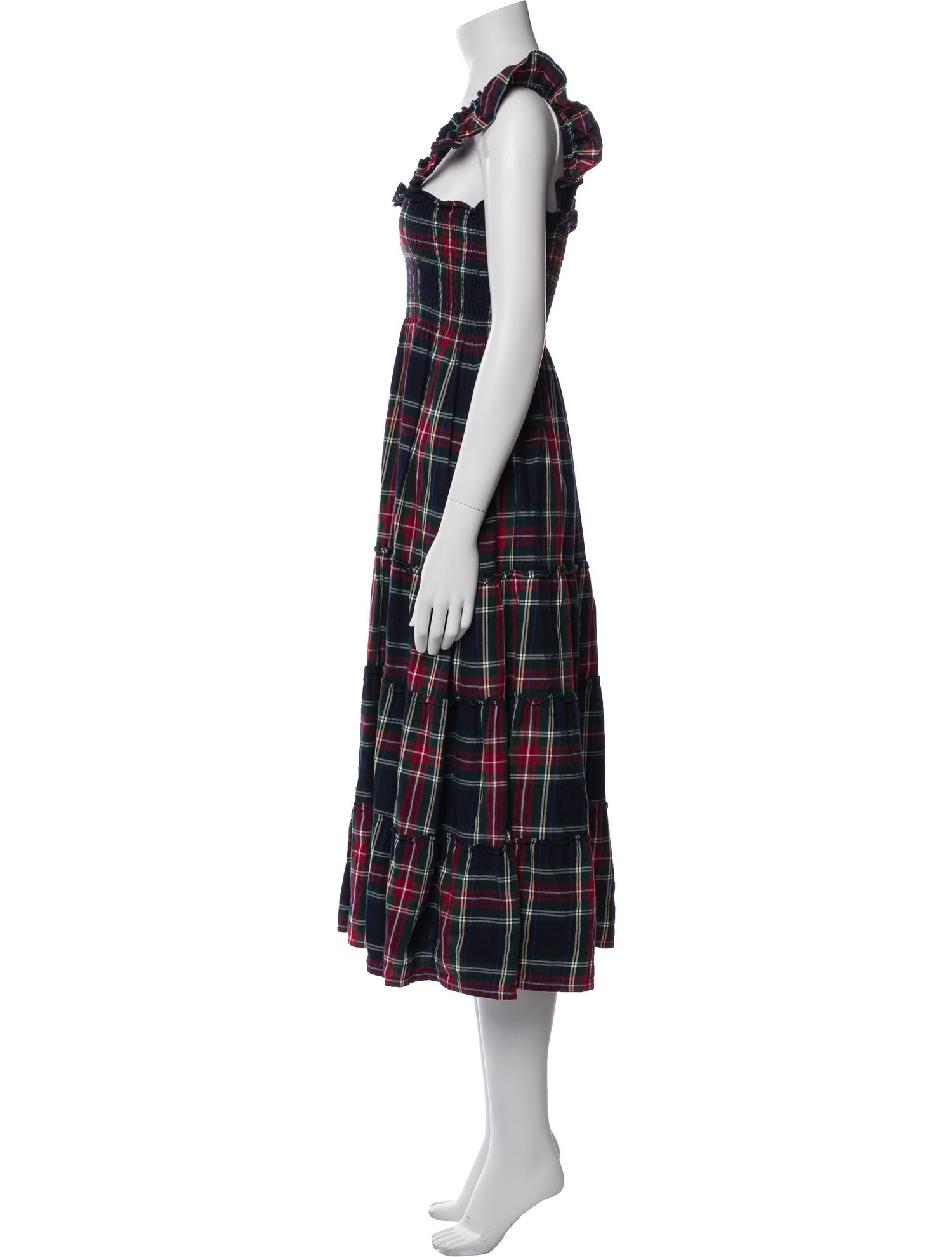 Hill House Home Plaid Print Midi Length Dress