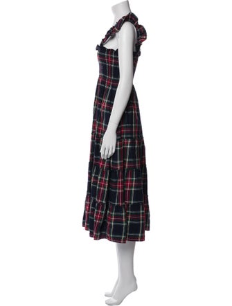 Hill House Home Plaid Print Midi Length Dress