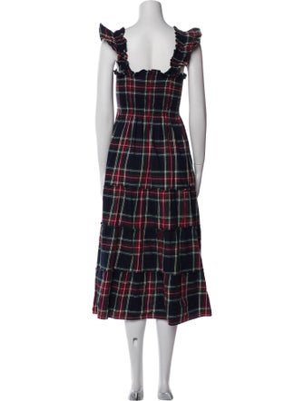 Hill House Home Plaid Print Midi Length Dress