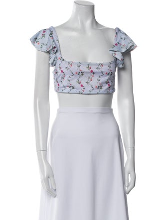 Hill House Home Floral Print Ruffle Embellishment Top