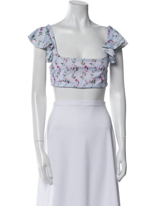 Hill House Home Floral Print Ruffle Embellishment Top