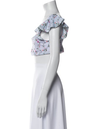 Hill House Home Floral Print Ruffle Embellishment Top