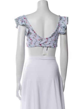 Hill House Home Floral Print Ruffle Embellishment Top