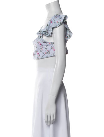 Hill House Home Floral Print Ruffle Embellishment Top