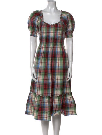 Hill House Home Plaid Print Midi Length Dress