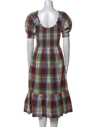 Hill House Home Plaid Print Midi Length Dress