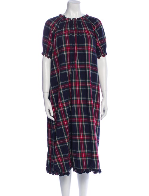 Hill House Home Plaid Print Midi Length Dress