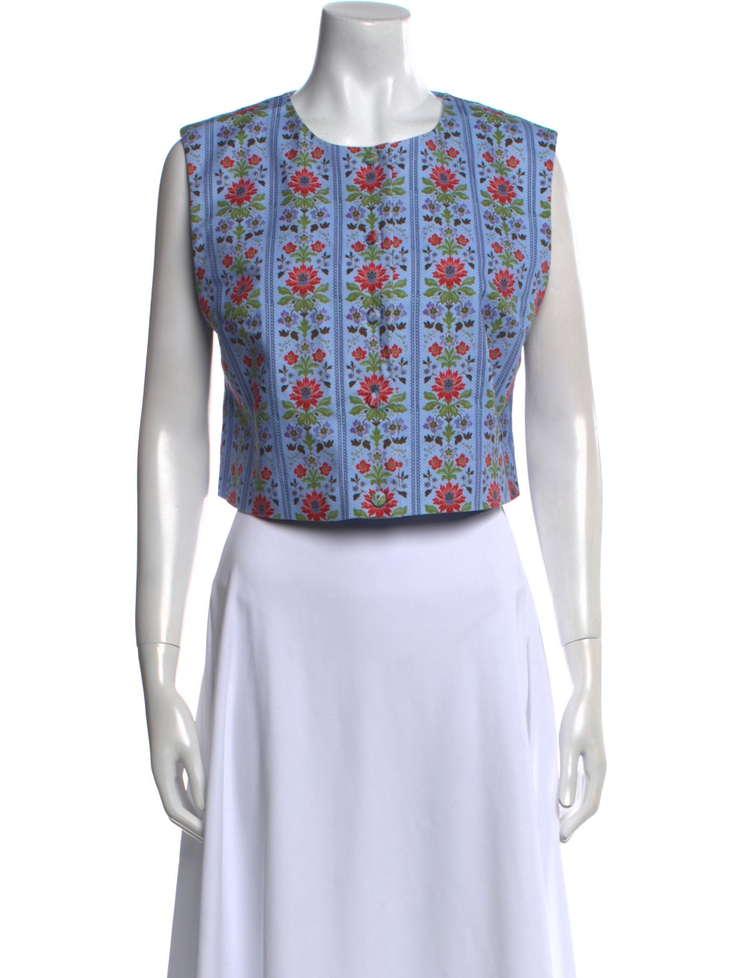 Hill House Home Floral Print Crew Neck Crop Top