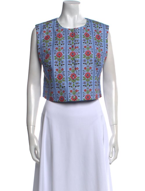 Hill House Home Floral Print Crew Neck Crop Top