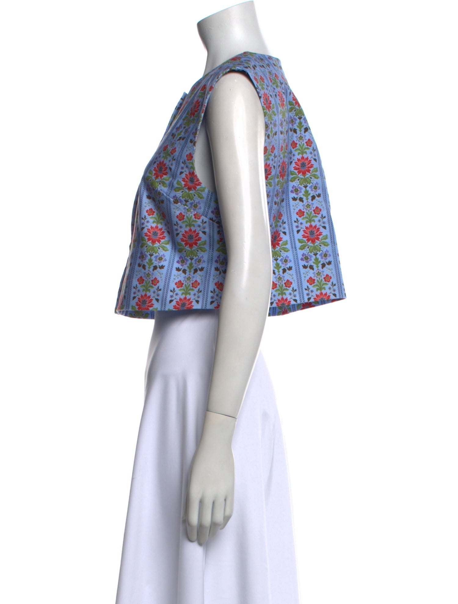 Hill House Home Floral Print Crew Neck Crop Top