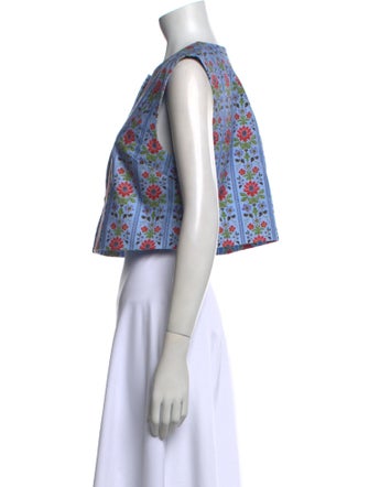 Hill House Home Floral Print Crew Neck Crop Top