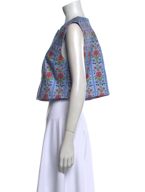 Hill House Home Floral Print Crew Neck Crop Top