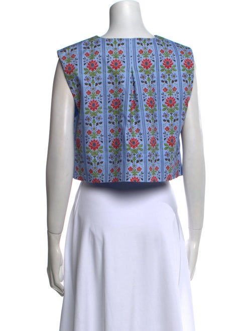 Hill House Home Floral Print Crew Neck Crop Top