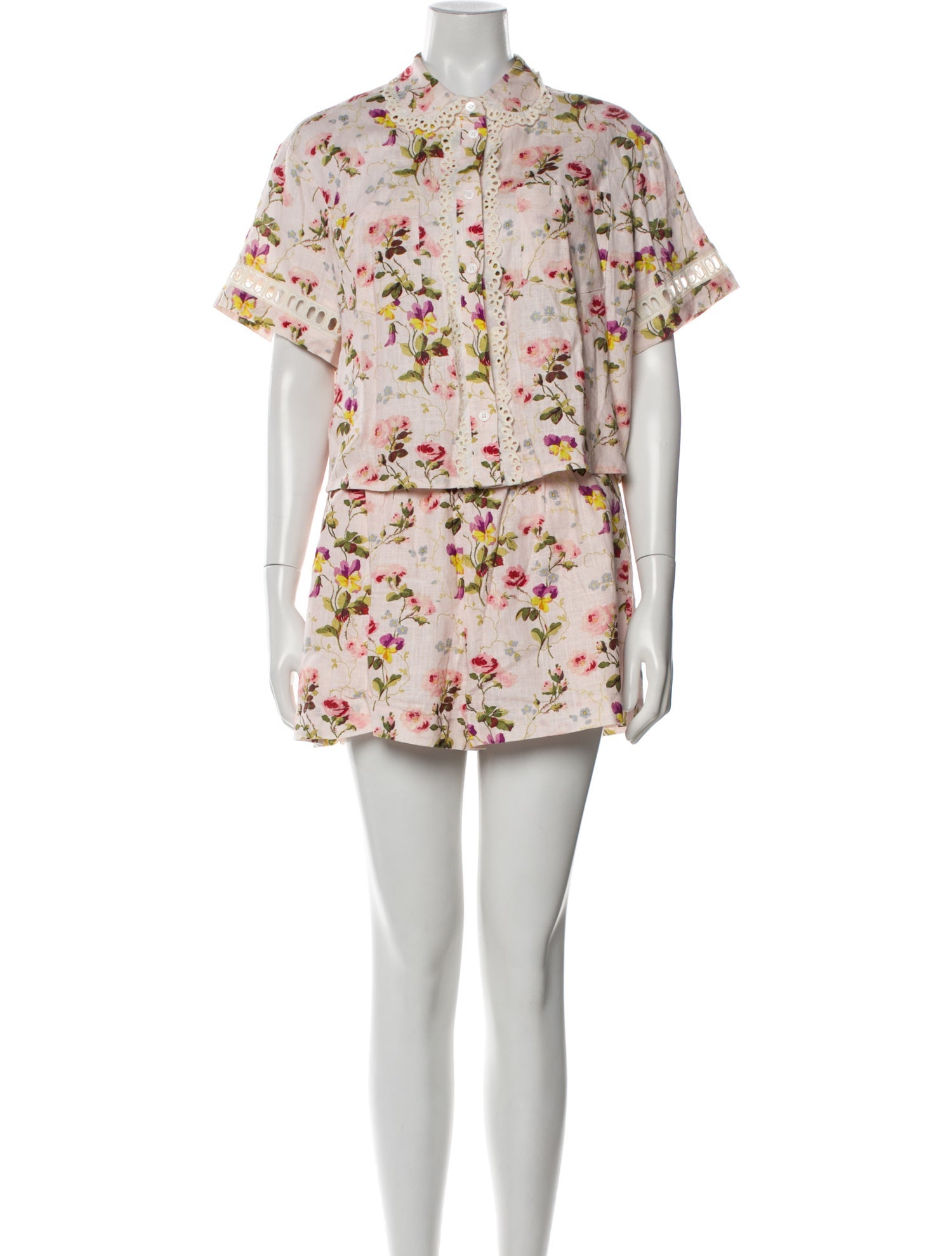Hill House Home Floral Print Eyelet Trim Short Set