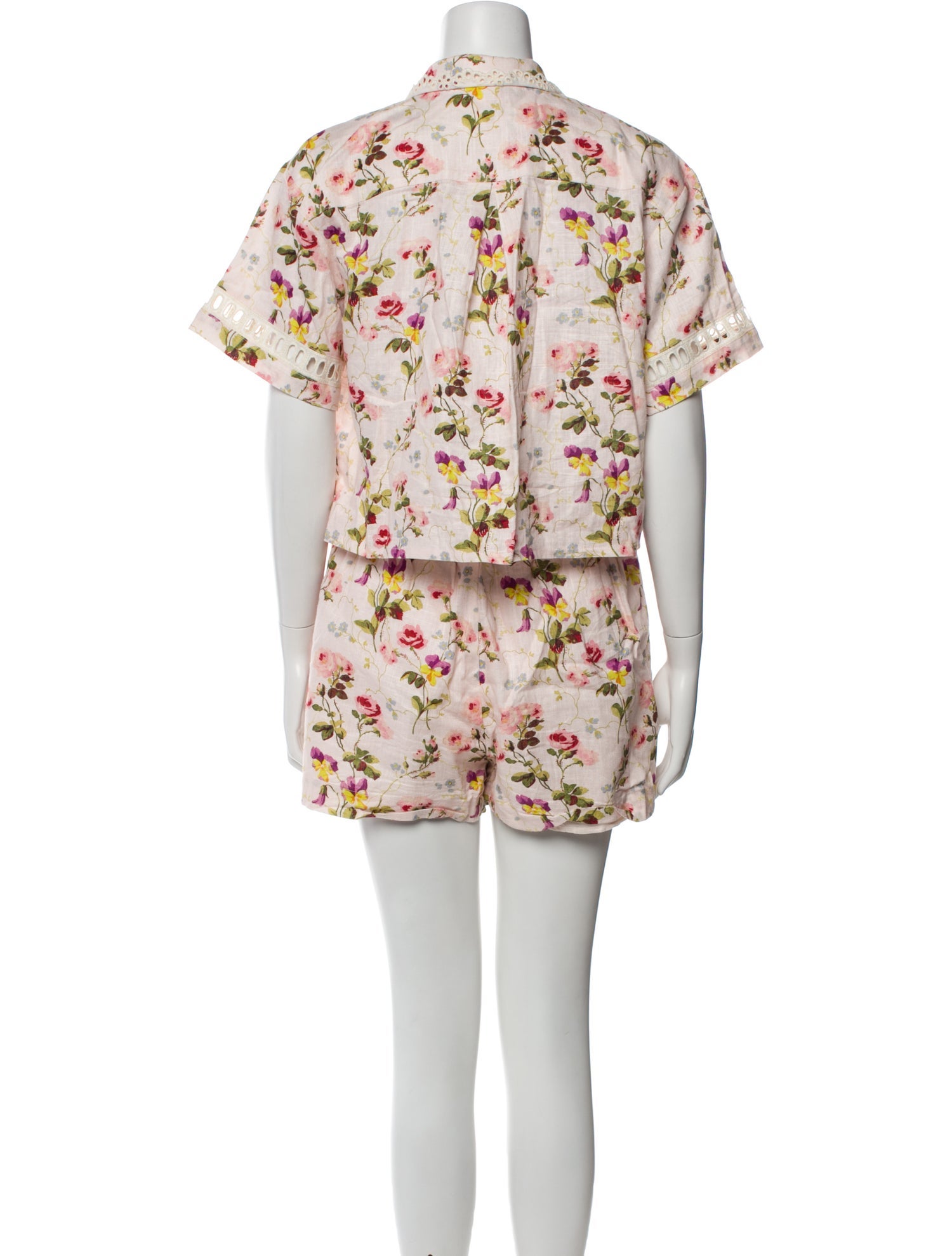 Hill House Home Floral Print Eyelet Trim Short Set