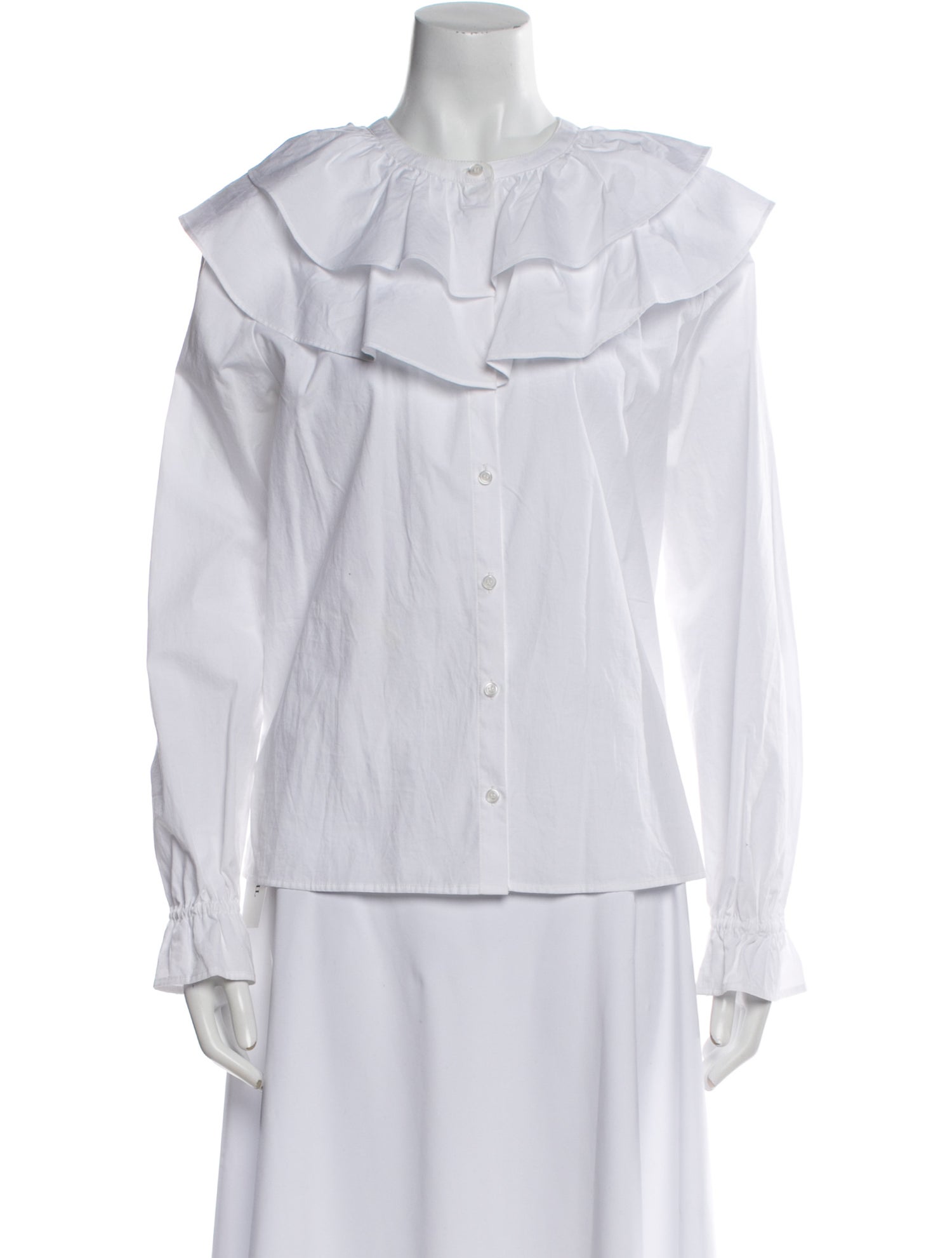 Hill House Home Crew Neck Long Sleeve Button-Up Top