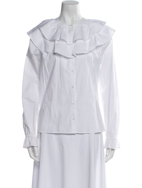 Hill House Home Crew Neck Long Sleeve Button-Up Top