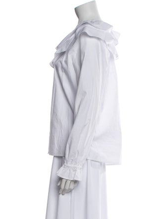 Hill House Home Crew Neck Long Sleeve Button-Up Top