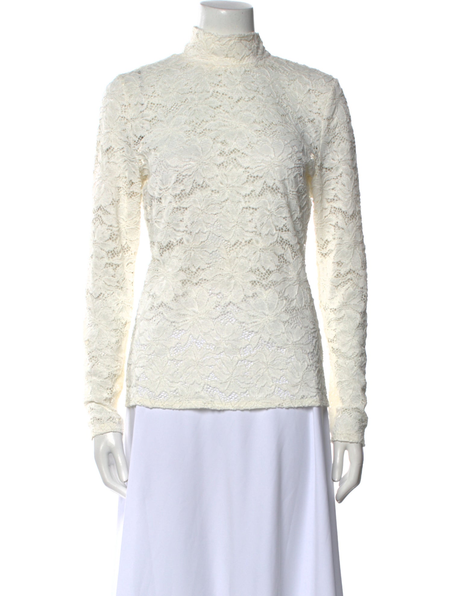 Hill House Home Lace Pattern Mock Neck Sweatshirt