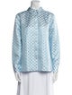 Hill House Home Printed Mock Neck Button-Up Top