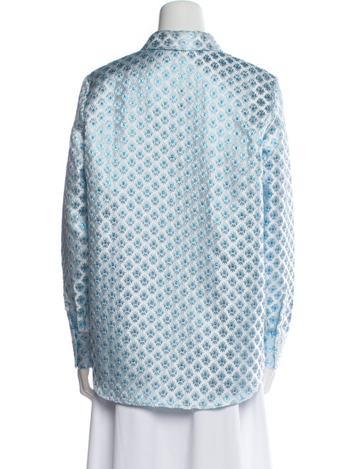 Hill House Home Printed Mock Neck Button-Up Top