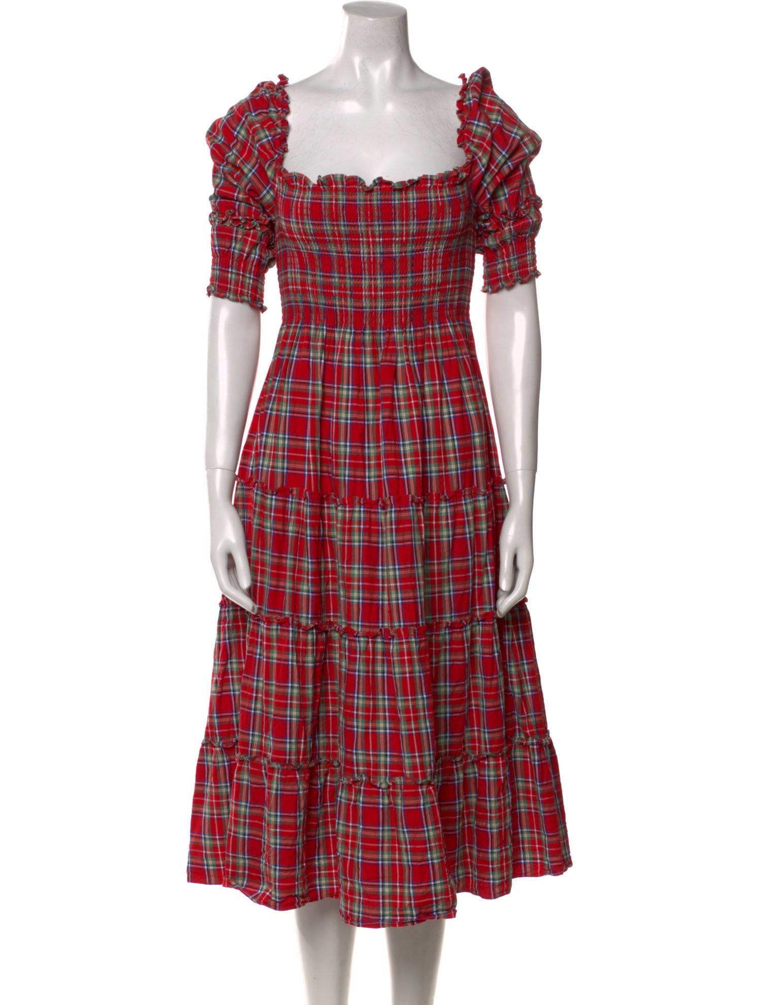 Hill House Home Plaid Print Midi Length Dress